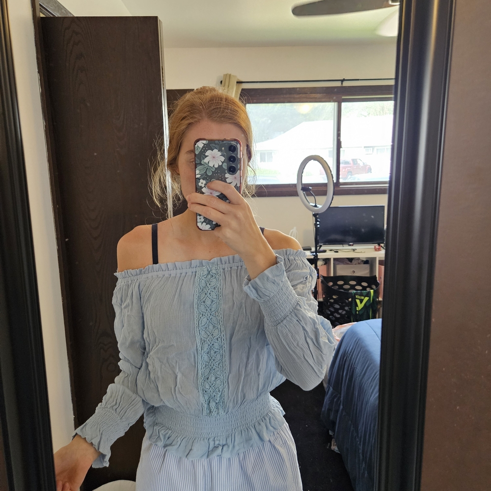 Women's Off-Shoulder Blue Top